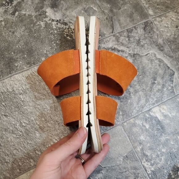 Sorel Ella II Desert Sun/Chalk Burnt Orange Two Strap Slide Slip-on Sandals 7 - Picture 4 of 8